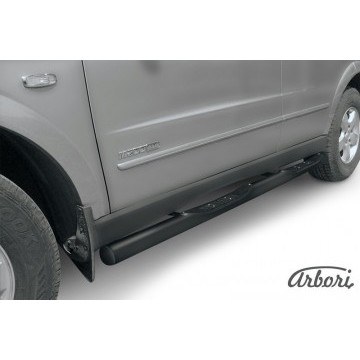 Защита порогов d76 с проступями Arbori черн. для SSANGYONG Kyron 2007-2015