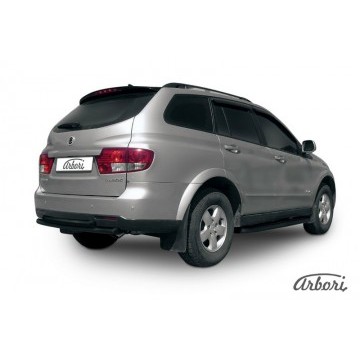 Защита заднего бампера d57+d57 двойная Arbori черн. для SSANGYONG Kyron 2007-2015