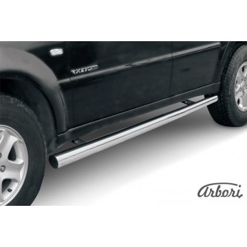 Защита порогов d76 труба Arbori нерж. сталь для SsangYong REXTON 2010-2012