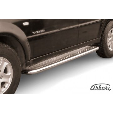 Защита порогов d57 с листом Arbori нерж. сталь для SsangYong REXTON 2010-2012