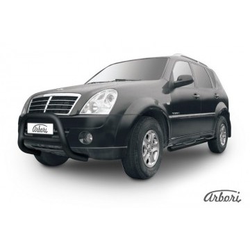 Кенгурятник d76 низкий Arbori черн. для SsangYong REXTON 2010-2012