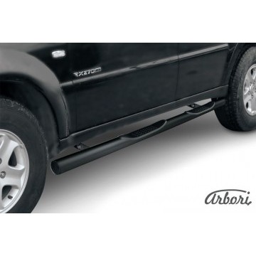 Защита порогов d76 с проступями Arbori черн. для SsangYong REXTON 2010-2012