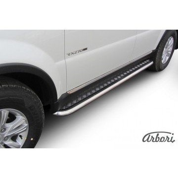 Защита порогов d57 с листом Arbori нерж. сталь для SsangYong REXTON 2013-2017