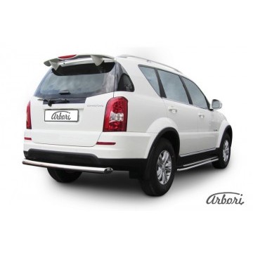 Защита заднего бампера d76 радиусная Arbori нерж. сталь для SsangYong REXTON 2013-2017