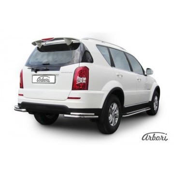 Уголки d57+d42 двойные Arbori нерж. сталь для SsangYong REXTON 2013-2017