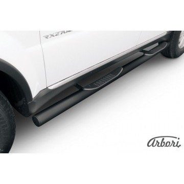 Защита порогов d76 с проступями Arbori черн. для SsangYong REXTON 2013-2017