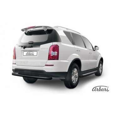 Защита заднего бампера d76 радиусная Arbori черн. для SsangYong REXTON 2013-2017