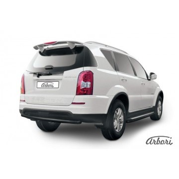 Защита заднего бампера d57 радиусная Arbori черн. для SsangYong REXTON 2013-2017