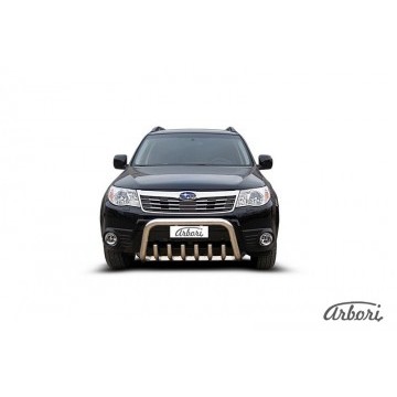 Кенгурятник d76 низкий с защитой картера Arbori нерж. сталь для Subaru FORESTER 2008-2013