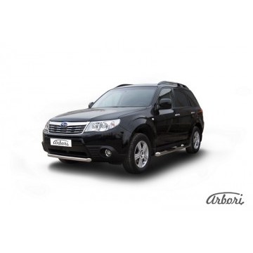 Защита переднего бампера d57 короткая Arbori нерж. сталь для Subaru FORESTER 2008-2013