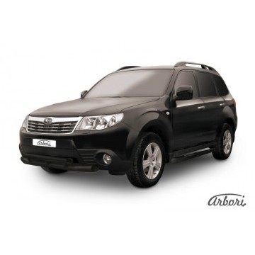 Защита переднего бампера d57+d57 двойная Arbori черн. для Subaru FORESTER 2008-2013