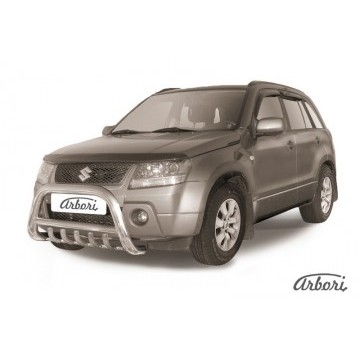 Кенгурятник d76 низкий с защитой картера Arbori нерж. сталь для Suzuki GRAND VITARA 5дв. 2005-2008