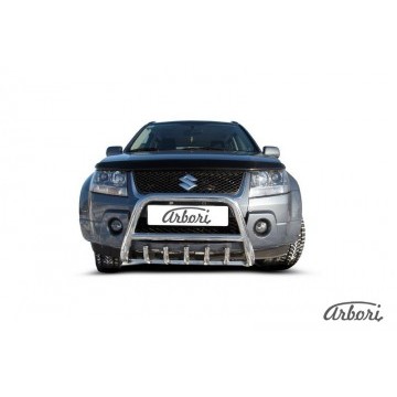 Кенгурятник d57 низкий c защитой картера Arbori нерж. сталь для Suzuki GRAND VITARA 5дв. 2005-2008