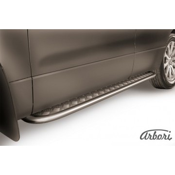 Защита порогов d42 с листом Arbori нерж. сталь для Suzuki GRAND VITARA 5дв. 2005-2008