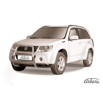 Кенгурятник d57 высокий  Arbori нерж. сталь для Suzuki GRAND VITARA 5дв. 2008-2012