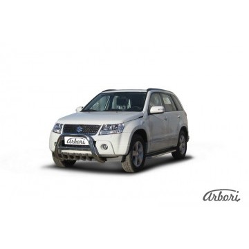 Кенгурятник d57 низкий c защитой картера Arbori нерж. сталь для Suzuki GRAND VITARA 5дв. 2008-2012