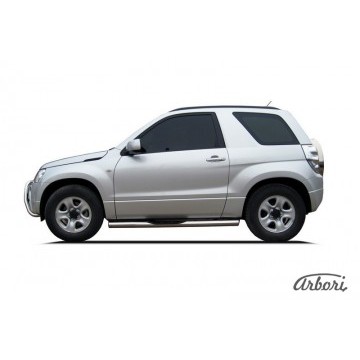 Защита штатных порогов Arbori d76 с проступями SUZUKI GRAND VITARA 3 doors 2008-2012