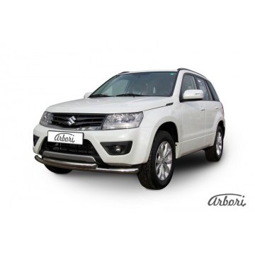 Защита переднего бампера d57+d57 двойная Arbori нерж. сталь для Suzuki GRAND VITARA 5дв. 2012-2015