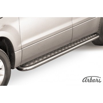 Защита порогов d42 с листом усиленная Arbori нерж. сталь для Suzuki GRAND VITARA 5дв. 2012-2015