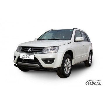 Защита переднего бампера d57+d57 двойная Arbori черн. для Suzuki GRAND VITARA 5дв. 2012-2015