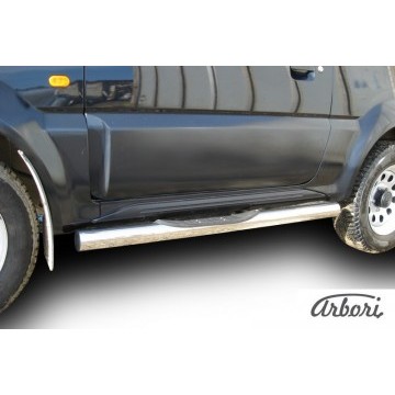 Защита порогов d76 с проступями Arbori нерж. сталь для Suzuki JIMNY 1998-2005