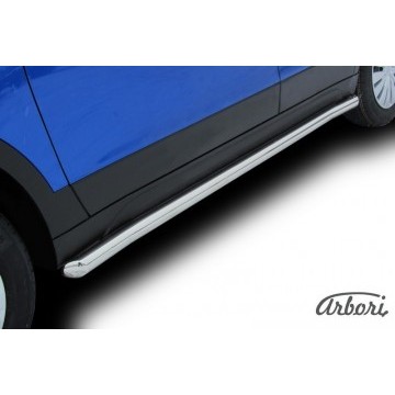 Защита порогов d57 с гибами Arbori нерж. сталь для Suzuki SX4 2014-нв