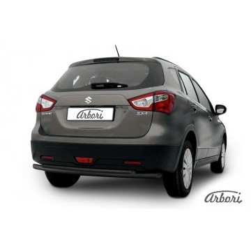 Защита заднего бампера d57+d42 двойная Arbori черн. для Suzuki SX4 2014-нв