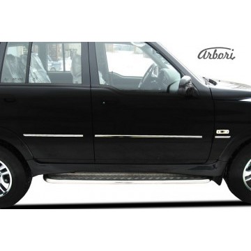 Защита порогов d42 с листом Arbori нерж. сталь для Тагаз ROAD Partner 2008-2011