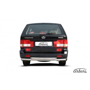 Защита заднего бампера d57+d57 двойная Arbori нерж. сталь для Тагаз ROAD Partner 2008-2011