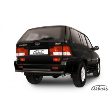 Защита заднего бампера d57+d57 двойная Arbori черн. для Тагаз ROAD Partner 2008-2011