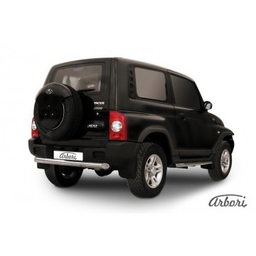 Защита заднего бампера d76 короткая Arbori нерж. сталь для Тагаз TAGER 3дв. 2008-2012