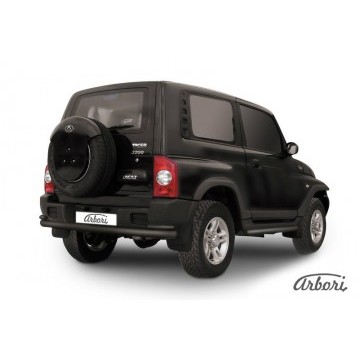 Защита заднего бампера d76+d42 двойная Arbori черн. для Тагаз TAGER 3дв. 2008-2012