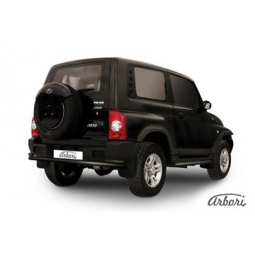 Защита заднего бампера d57+d42 двойная Arbori черн. для Тагаз TAGER 3дв. 2008-2012