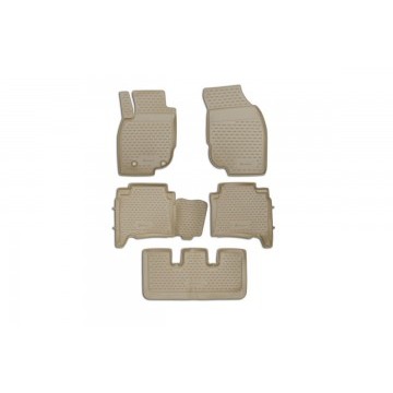 Коврики в салон TOYOTA Fortuner, 01/2013-2017, левый руль, 5 шт. (полиуретан, бежевый)