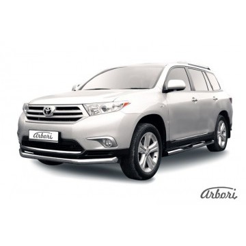 Защита переднего бампера d76 длинная Arbori нерж. сталь для Toyota HIGHLANDER 2010-2013
