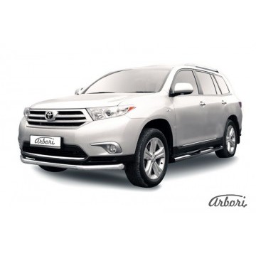 Защита переднего бампера d57 длинная Arbori нерж. сталь для Toyota HIGHLANDER 2010-2013