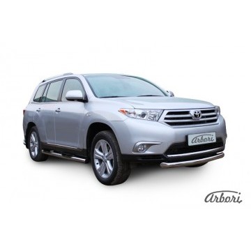 Защита переднего бампера d57 радиусная Arbori нерж. сталь для Toyota HIGHLANDER 2010-2013