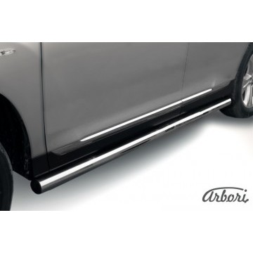 Защита порогов d76 труба Arbori нерж. сталь для Toyota HIGHLANDER 2010-2013