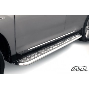 Защита порогов d57 с листом Arbori нерж. сталь для Toyota HIGHLANDER 2010-2013