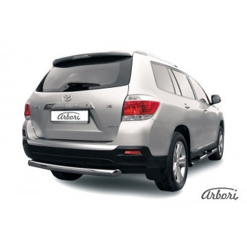 Защита заднего бампера d76 радиусная Arbori нерж. сталь для Toyota HIGHLANDER 2010-2013