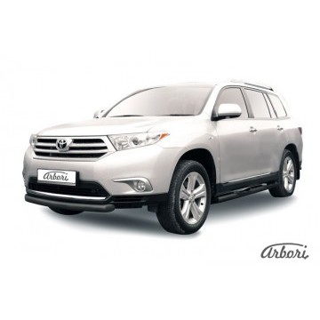 Защита переднего бампера d76 радиусная Arbori черн. для Toyota HIGHLANDER 2010-2013