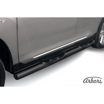 Защита порогов d76 с проступями Arbori черн. для Toyota HIGHLANDER 2010-2013