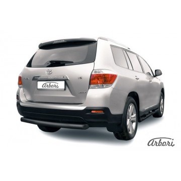 Защита заднего бампера d76 радиусная Arbori черн. для Toyota HIGHLANDER 2010-2013