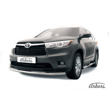 Защита переднего бампера d57 Arbori нерж. сталь для TOYOTA Highlander 2014-2016
