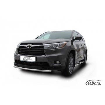 Защита переднего бампера d57 радиусная Arbori нерж. сталь для TOYOTA Highlander 2014-2016