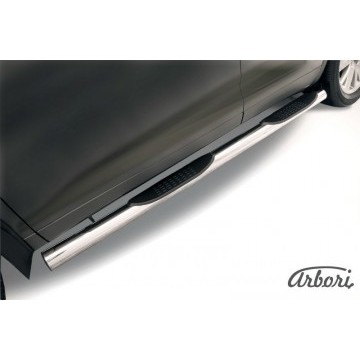 Защита порогов d76 с проступями Arbori нерж. сталь для TOYOTA Highlander 2014-2016