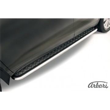 Защита порогов d57 с листом усиленная Arbori нерж. сталь для TOYOTA Highlander 2014-2016