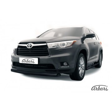 Защита переднего бампера d76 радиусная Arbori черн. для TOYOTA Highlander 2014-2016