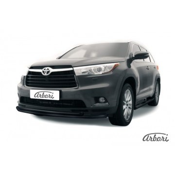 Защита переднего бампера d57+d42 двойная Arbori черн. для TOYOTA Highlander 2014-2016