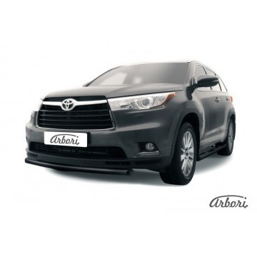 Защита переднего бампера d57 радиусная Arbori черн. для TOYOTA Highlander 2014-2016